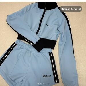Korean Brand BADBLOOD Blue and Black Tracksuit Set in Medium